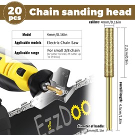 Lucxhcky 20pcs Diamond Chainsaw Sharpener, 3/16 Inch Chainsaw Accessories and Tools, Chainsaw File for Chain Saw (4.8mm)