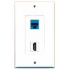 RiteAV 1 Port HDMI 1 Port Cat6 Ethernet Blue Wall