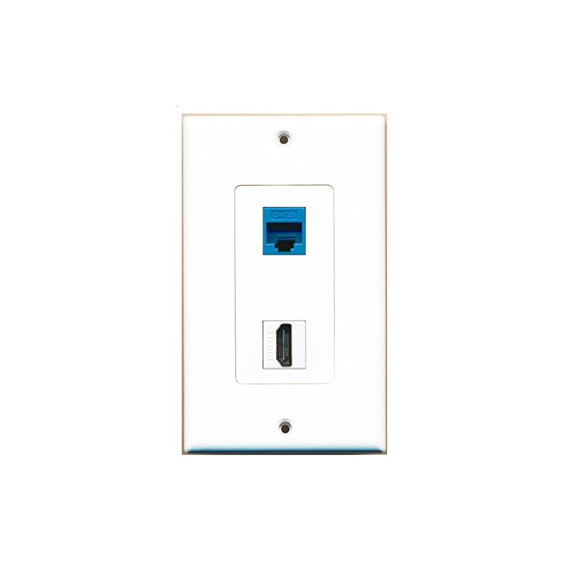 RiteAV 1 Port HDMI 1 Port Cat6 Ethernet Blue Wall