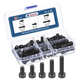 Kozelo 50pcs M6 Socket Head Cap Screws Bolts Nuts Assortment Kit - [M6x10/12/16/20/25mm] Alloy Steel Fully Threaded Black Oxide 12.9 Internal Hex Screw for 3D Printer Use