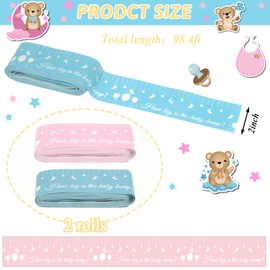 gisgfim 100ft Baby Shower Games Belly Measuring Tape for Baby Shower Gender Reveal Tummy Measure Babies Bump Measure Tape Game Party Supplies Favors for Pregnant Mommy How Big Is Mommys Belly Game