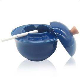 Ashtray,Outdoor Ashtray with Lid,Cigarette&Cigar Ashtray for Outside Patio,Ceramic Ash tray Tabletop for Smokers,Desktop Ashtray for Home Office Windproof&Rainproof odorless,Durability 5.1x5.1x4.72"