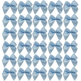 Dorothy 100pcs Light Blue Mini Bows for Crafts, 1 Inch Small Satin Ribbon Bows for Cheer Pins DIY Crafts Gift Wedding Party Sewing Scrapbooking