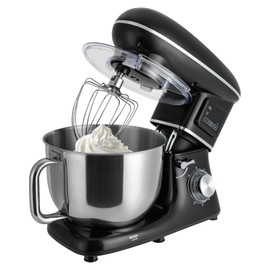 Treliamd 6.5QT Stand Mixer, 1350W 6 Speed Tilt-Head,Electric Kitchen Mixer With Dishwasher-Safe Dough Hook, Beater,Wire Whip & Pouring Shield (6.5 QT,Black)