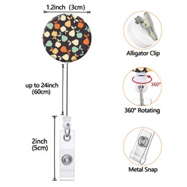 COUKASO Badge Reel Retractable Nurse Badge Holder Cute Name Decorative Badge Reels with Clip on ID Card Holders (3 Pack Cute Fruit)