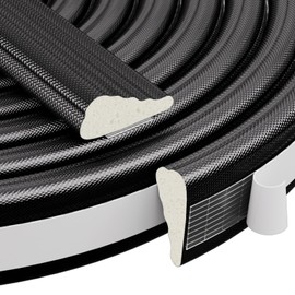 QDiShi 118" Wedge-Shape Weather Stripping Door Seal Weatherproof Foam Seals Self Adhesive Insulation Anti-Collision Strip Soundproofing Frame Insulation Tape Fits 0.13-0.31" Gaps(Black)