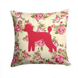 Caroline's Treasures BB1114-RS-YW-PW1414 Poodle Shabby Chic Yellow Roses Fabric Decorative Pillow, Yellow Machine Washable, Indoor Outdoor Decorative Pillow for Couch, Bed or Patio, 14Hx14W