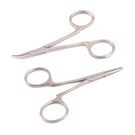 Set of 2 Mini Non-Locking Hemostat Straight & Curved for Ear Care by G.S Online Store