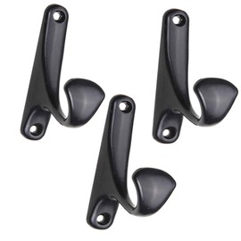 5pcs Heavy-Duty Decorative Wall-Mounted Metal Matte Black Coat Hook Antique Double-Pronged Robe Hook, Hat Hook, Towel Hook, Backpack Hook, Vintage Bath Towel Hooks