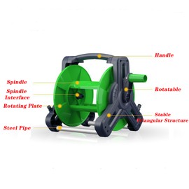 Garden Hose Reel 3/8'' x 50 ft, Portable Retractable Water Hose Reel with Hose Nozzle, Wall/Floor, Car Washing, Watering (Green, 3/8" (inches) x 50' (feet))