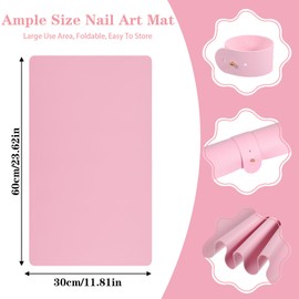 60 x 30 cm Nail Art Arm Rest Hand Cushion Table Mat Nail Table Mat Soft PU Leather Waterproof Double-Sided Hand Rest Pad for Nail Studio Nail Design (Mat Only, No Wrist Support) (Pink)