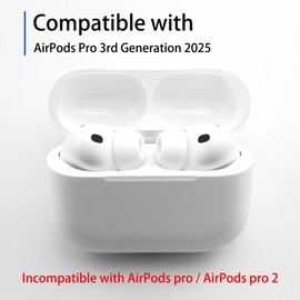 NANLANFAN Replacement Memory Foam Ear Tips for AirPods Pro 3 Silicone Shield, Ultimate Comfort, 3 Pairs (White, Assorted S/M/L)