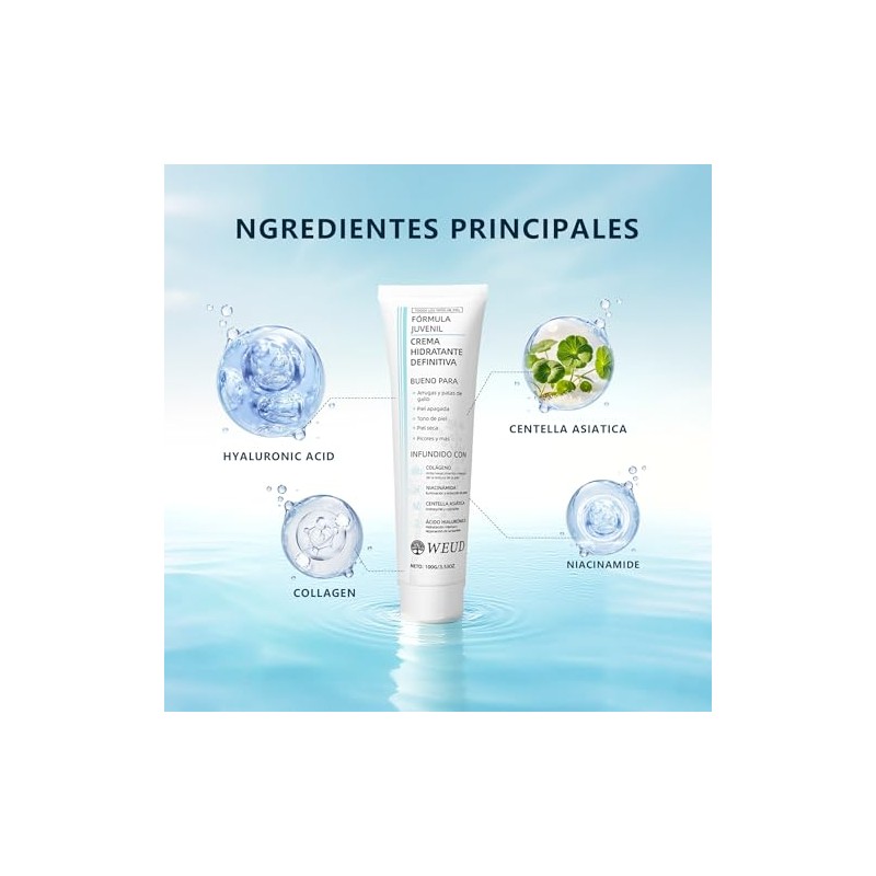 WEUD Crema Coreana Original, Crema Hidratante con Niacinamide, Centella Asiática,