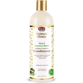 African Pride Acondicionador Moisture Miracle De Aloe Y Agua De Coco Acondicionador Profundo Y Mascarilla Capilar Para Cabello Seco Y Dañado Restaura La Hidratación, Fortalece Y Suaviza Los Rizos