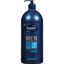Suave Professionals Men 2-in-1 Shampoo & Conditioner, Ocean Charge, 40 Ounce Pump Bottle
