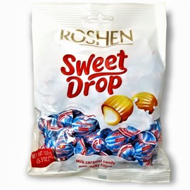 Roshen Caramel Candy Sweet Drop with Milky Filling, Kosher and Halal, Delicious, Flavorful Sweets 150g/5.29oz Pack of 1