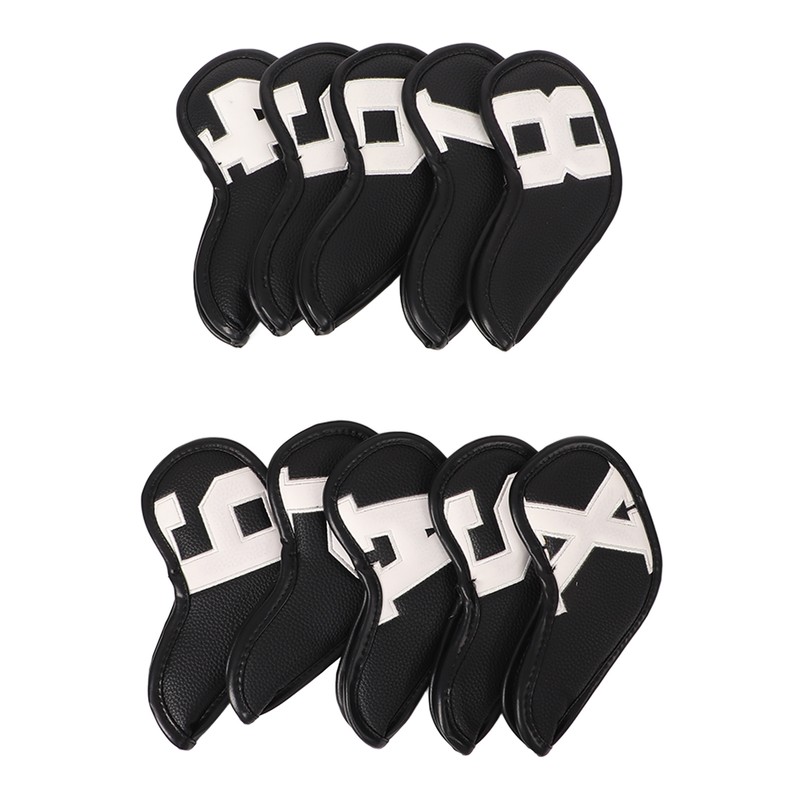 10pcs set PU Waterproof Golf Club Iron Cover Fine Sewing
