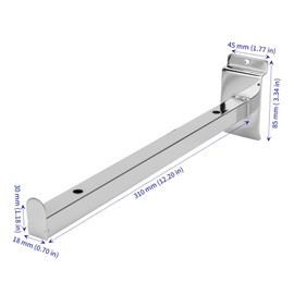 SOUJAP 6 PCS 12 Inch Silver Slatwall Shelf Brackets, 30cm Straight Arm Gridwall Deluxe Hooks, Slatwall Panel Display Hooks for Garage, Home