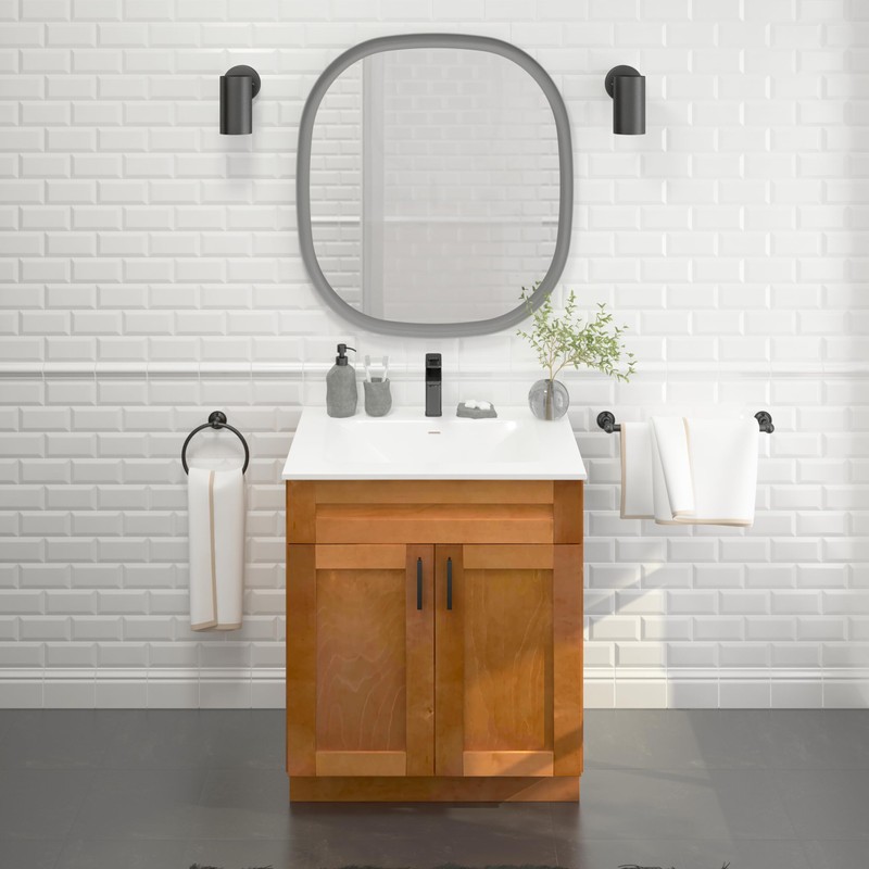Maple Shaker Sink Base Bathroom Vanity 24"/30"/36" Width (30" Width)