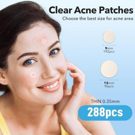 Pimple Patches for Face, Hydrocolloid Acne Patches, Cute Round Shape Zit Covers, Spot Stickers with Tea Tree, Salicylic Acid & Cica Oil Skincare Clear - Size: 1 Count (Pack of 288)