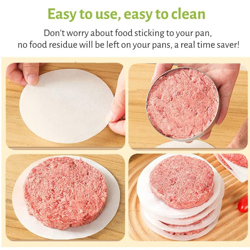 iDopick 500pcs Hamburger Patty Paper, 4.5IN Non-Stick Wax Papers, Round