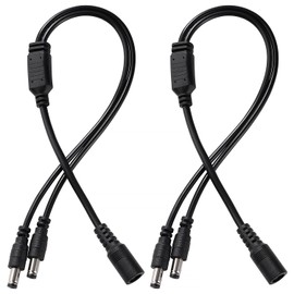 KUOQIY 2 PCS 5.5x2.1 mm 5-24 V 1 Female to 2 Male DC Power Splitter Cable, 2 Way DC Power Cable, Camera Splitter Cables, for CCTV Cameras, LED Light Strip, Router and More