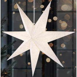 BRUBAKER 60 cm Christmas Star for Indoor Use - LED Advent Star Hanging - Luminous Star for Hanging Window Decoration and Christmas Decoration - 3D Paper Star Decoration Christmas - White