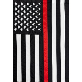Briarwood Lane Thin Red Line Applique & Embroidered House Flag Firefighter 28" x 50"