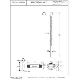 Westbrass D103K12X-12 1/2" IPS x 3/8" OD x 12" Corrugated Supply Kit, Oil Rubbed Bronze
