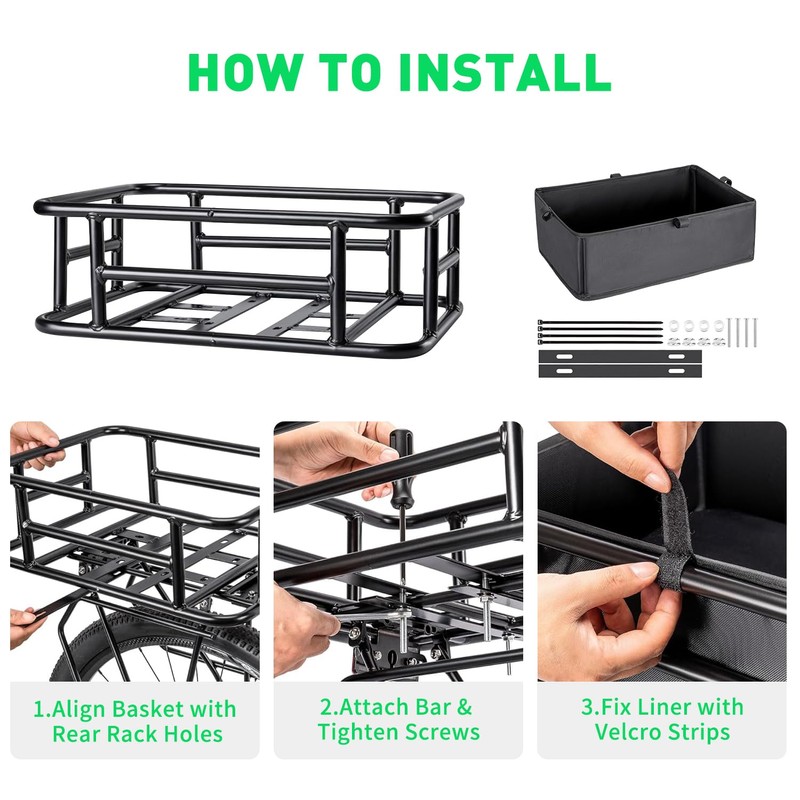 Lambolt Rear Rack Bike Basket for E-Bikes & Bikes -