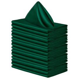 Aneco 16 Pack Square Satin Napkin Bright Silk Table Napkin Soft Smooth Fabric Table Napkin for Wedding Banquet Party Decoration, Forest Green, 17 x 17 Inch