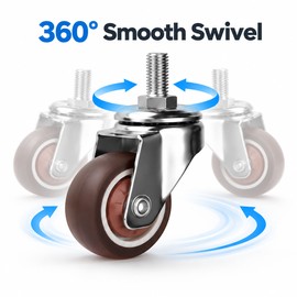 4-Piece Furniture Caster Wheels – 360° Swivel Soft Rubber Casters with Optional Brakes for Trolleys, Cabinets & Furniture