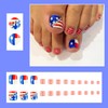 24pcs 4th of July Press on Toenails Short Square American