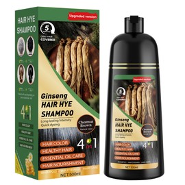 Chestnut Brown Hair Dye Shampoo 3 in 1 for Women & Men 100% Gray Hair Coverage - Herbal Ingredients Natural Plant Hair Color - Hair Dye in Minutes 500ML