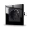 JIMEIDA Glass Socket Single Black Flush-Mounted Protective Contact Wall Socket