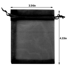 Bskifnn 50pcs Organza Bags 3.54''x4.33''(9x11cm) Satin Drawstring Organza Pouch Wedding Party Favor Gift Bag Jewelry Watch Bags (Black)