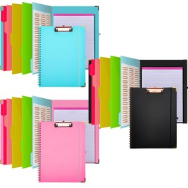 Motipuns 3 Pcs Clipboard Folio with Refillable Notepad for Letter Size 11" x 8.5" Clipboard Folder with Storage 5 Folders with 10 Pockets Elastic Closure and Pen Loop for Office Nurse