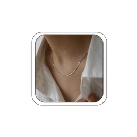 Silver Chain for Women, Dainty Simple Silver Snake Thin Box Herringbone Chains Choker Necklace Jewelry Gifts (Silver)