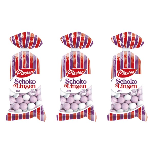 Piasten Schoko Linsen Mint Dragees From Germany Pack of 3 (250g - 8.8Oz Bag)