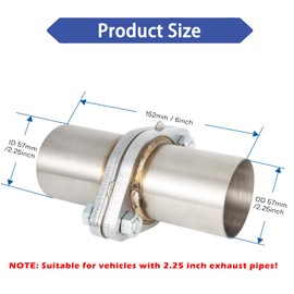 YRAG-PART Exhaust Pipe Connector， 2.25 Inch 2 Bolts Quick Fix Exhaust Bolt, Exhaust Flange Repair Kit & Stainless Steel Exhaust Flange Repair Pipe Kit(2.25")