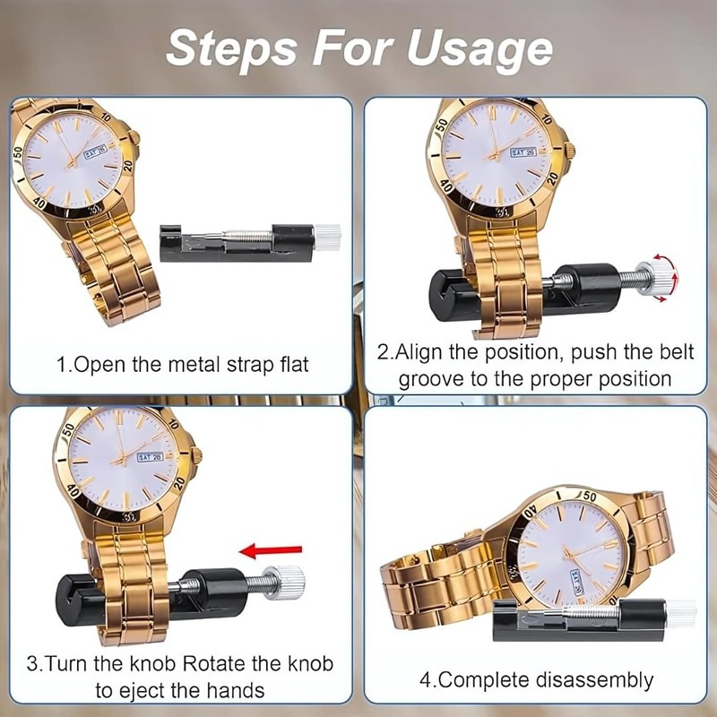 Metal Watch Link Removal Kit- Watch Repair Tool-Pin Remover Adjust-Replacement
