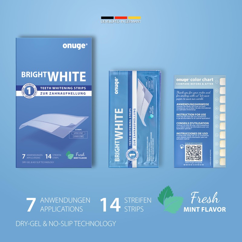Onuge Bright White Teeth Whitening Strips - Whitening Strips for