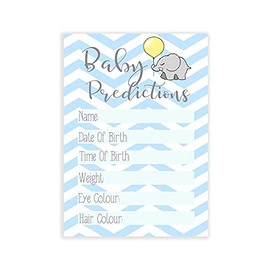 The Little Party Company Baby Shower Blue Chevron Prediction Cards - 10 Pack Cute Elephant Design (BSBCHEVP)