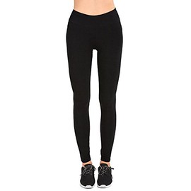 Women's Juniors High Waisted Cotton Layering Leggings (Small, Black)