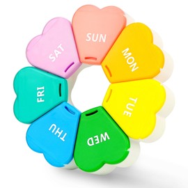 OWill Pill Organiser, Weekly Pill Box, Large Compartments, Portable 7 Days Tablet Organiser, Perfect for Vitamins & Supplements (Multicolor)