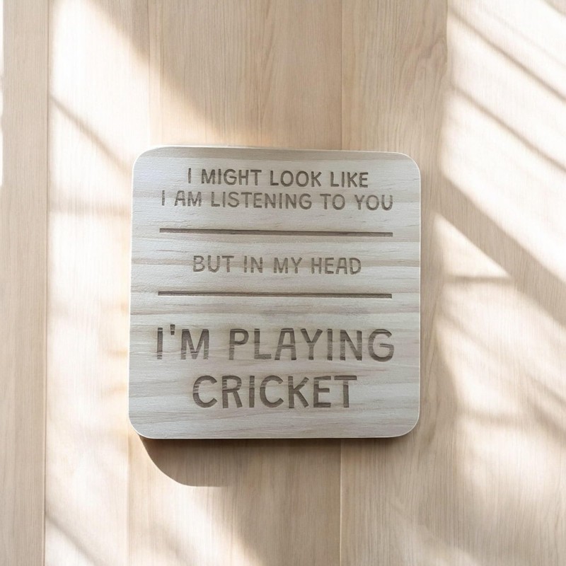Ashton and Finch Funny Cricket Coaster Laser Engraved Gift Wooden