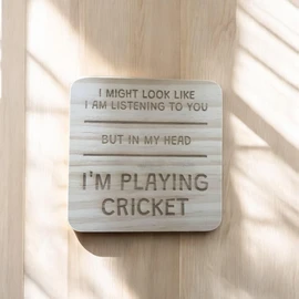 Ashton and Finch Funny Cricket Coaster Laser Engraved Gift Wooden