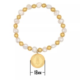 Catholic Town Virgen de la Caridad Bracelet Stainless Steel Medal (SSBCG18M-WG)