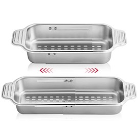 Over the Sink Colander Expandable Stainless Steel Strainer Basket for Kitchen Sink Rinse Veggies and Fruits,Drain Pasta and Dry Dishes