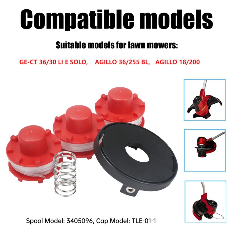 COEWUR Pack of 3 Replacement Spool with Trimmer Cover and